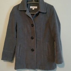 Grey velveteen pea coat